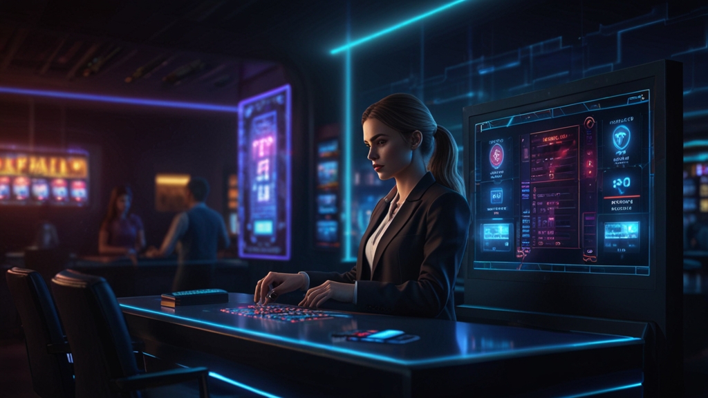 Digital casino cashier showing a payment moving through processing checks