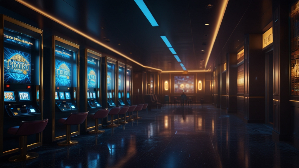 Returning player viewing a glowing casino login screen in a dark neon corridor