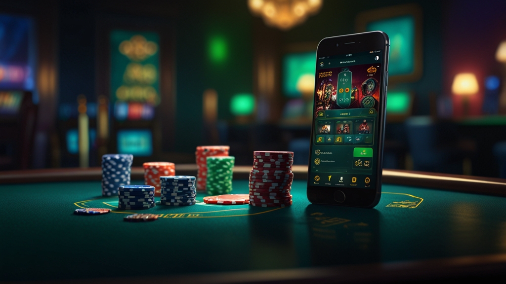 Android phone on a casino table showing an app installation screen
