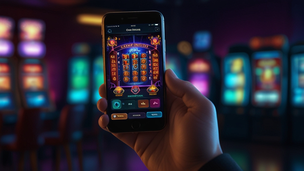 Smartphone displaying recent games and login options in a casino environment